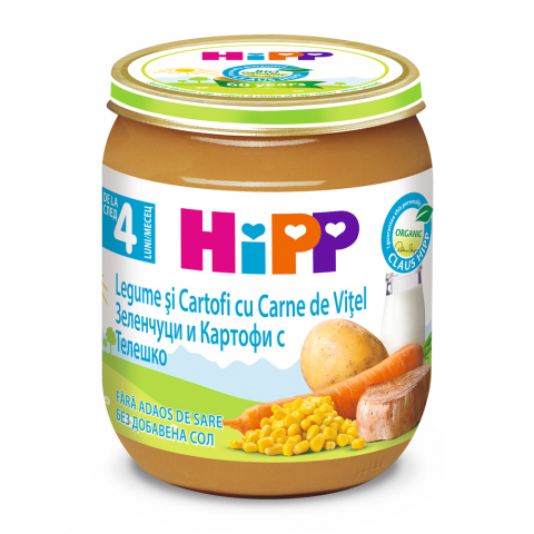 HiPP - Meniu Hipp vitel cu legume si cartofi 125 gr