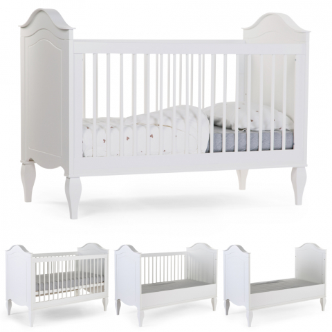 Patut Childhome Romantic White 70x140 cm, MDF/Pin Alb [3]