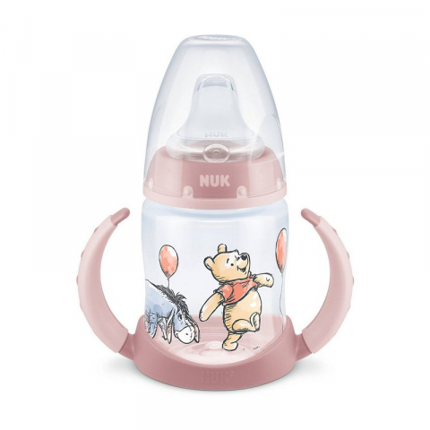 Nuk - Biberon Nuk First Choice 150 ml Cu Toarte Si Adaptor Din Silicon Disney Roz 6 luni+