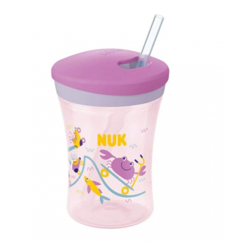 Nuk - Cana Nuk Evolution Action cu pai 230 ml de la 12 luni Roz