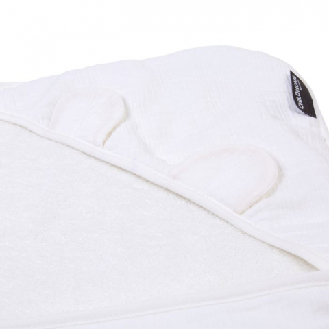 Prosop cu gluga si manusa de baie Childhome 80x80 cm, Muselina/Terry Teddy [1]