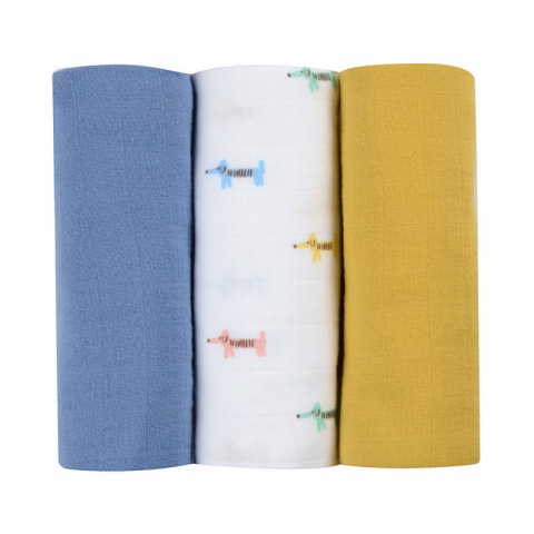 Beaba - Set 3 Museline Beaba bumbac organic 70x70 cm Teckel Beige