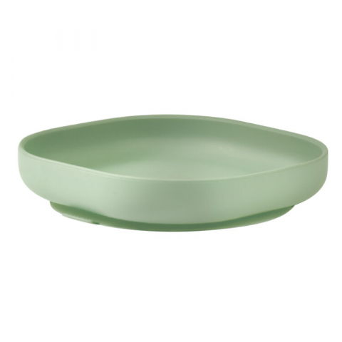 FARFURII SI BOLURI PENTRU BEBELUȘI - Farfurie silicon cu ventuza Beaba Sage Green