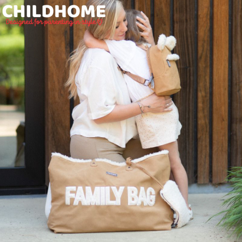 Geanta Childhome Family Bag, aspect piele intoarsa Bej [4]