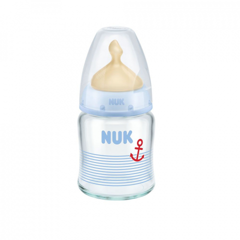 Nuk - Biberon Nuk First Choice Plus Sticla 120 Ml Tetina Latex M 0-6 luni Bleu
