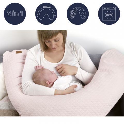 Perna gravida Beaba Big Flopsy 170 cm Fleur de Coton Chalk Pink [3]