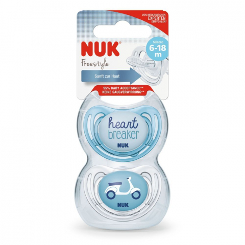 Nuk Suzeta Freestyle Silicon M2 Blue 6-18 luni 2 Bucati Set [1]