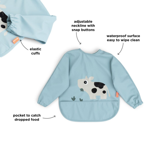 Bavetica cu maneci si buzunar Done by Deer Tiny Farm Blue [2]