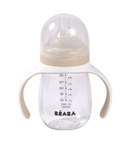 Masa Bebelusului - Biberon de invatare 2 in 1 din Tritan Beaba 210 ml Clay