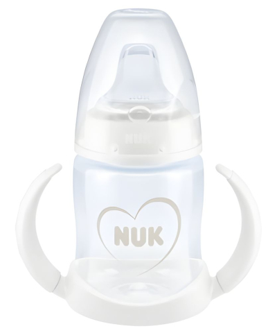 Nuk - Biberon Nuk First Choice PP 150 ml, Control Temperatura, Tetina Invatare Silicon 6-18 luni, Alb