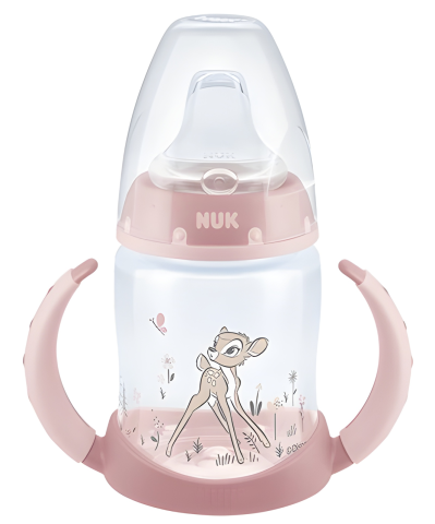 Nuk - Biberon Nuk First Choice PP 150 ml, Control Temperatura, Tetina Invatare Silicon 6-18 luni, Disney Bambi
