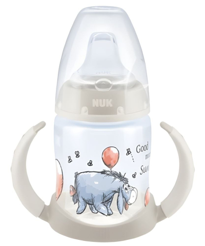 Nuk - Biberon Nuk First Choice PP 150 ml, Control Temperatura, Tetina Invatare Silicon 6-18 luni, Disney Gri