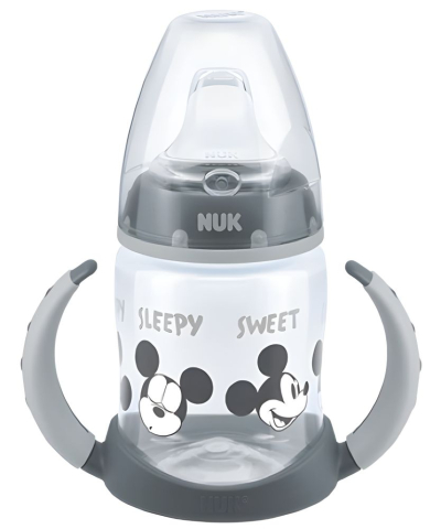 Nuk - Biberon Nuk First Choice PP 150 ml, Control Temperatura, Tetina Invatare Silicon 6-18 luni, Mickey Albastru