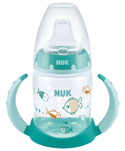 Nuk - Biberon Nuk First Choice PP 150 ml, Control Temperatura, Tetina Invatare Silicon 6-18 luni, Verde