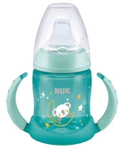 Nuk - Biberon Nuk First Choice PP 150 ml, Toarte Fluorescente, Tetina Invatare Silicon, Albastru