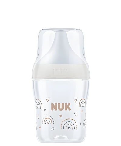 Nuk - Biberon Nuk Perfect Match Sticla 120 ml Control Temperatura Tetina Silicon S, Curcubeu