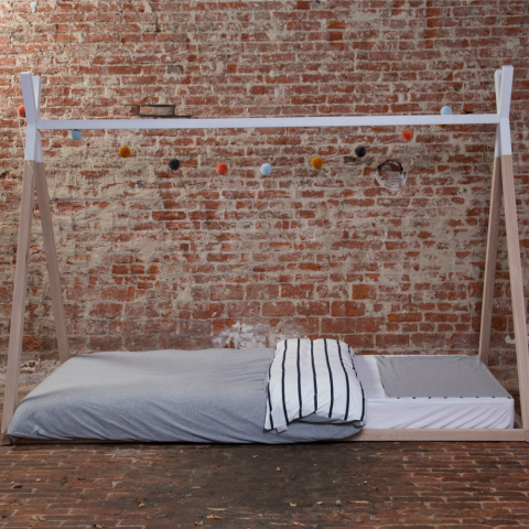 Cadru pat Tipi Childhome 90x200 cm Lemn Natural/Alb [3]