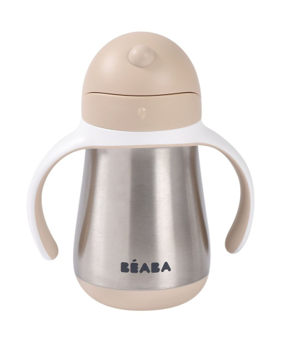 Masa Bebelusului - Cana cu pai din inox Beaba 250 ml Clay