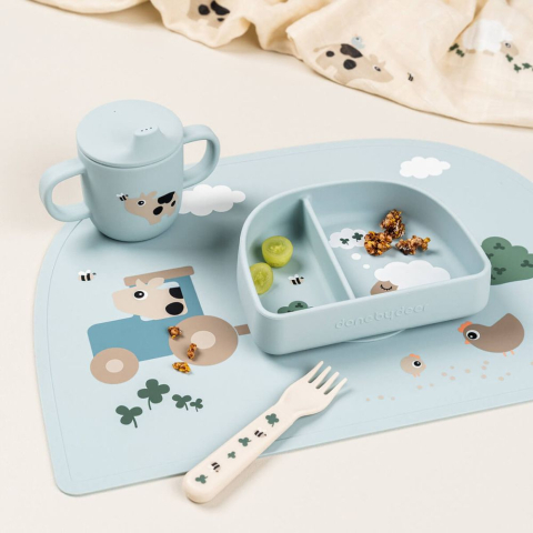 Cana de antrenament Done by Deer silicon cu doua manere Tiny Farm Blue [3]