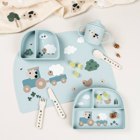 Cana de antrenament Done by Deer silicon cu doua manere Tiny Farm Blue [5]