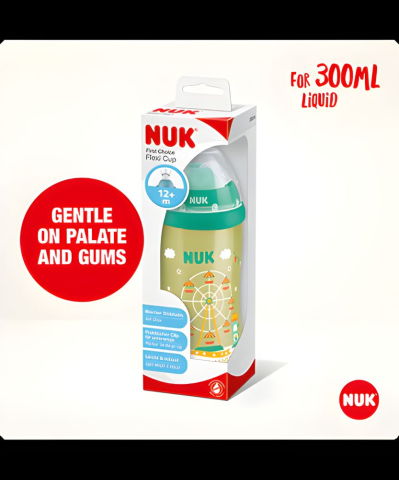Cana Nuk Flexi 300 ml cu pai moale de la 12 luni, Verde/Galben [1]