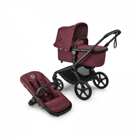 CARUCIOARE 2 IN 1 - Carucior Bugaboo Fox 5 Renew Black Dark Cherry
