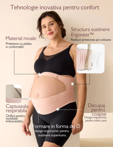 Centura gravide Momcozy pentru sustinerea greutatii abdominale Black XL [2]