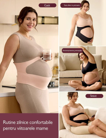 Centura gravide Momcozy pentru sustinerea greutatii abdominale Black XL [3]