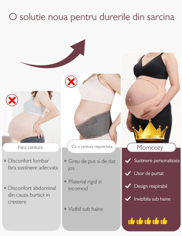 Centura gravide Momcozy pentru sustinerea greutatii abdominale Black XL [6]