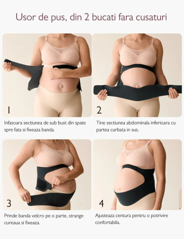 Centura gravide Momcozy pentru sustinerea greutatii abdominale Black XL [7]