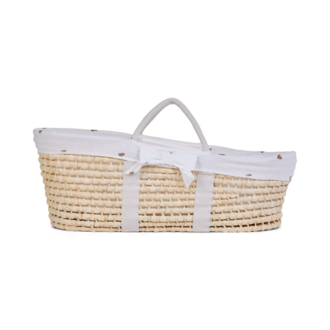 Mobilier si decoratiuni - Cos bebe Childhome Moise din coji de porumb cu saltea, Husa Jerse cu Inimioare
