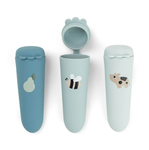 Done by Deer - Forme pentru inghetata Done by Deer silicon set 3 buc Dotti Blue