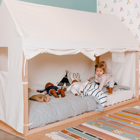 Husa cadru pat casuta Childhome 90x200 cm Alb [2]