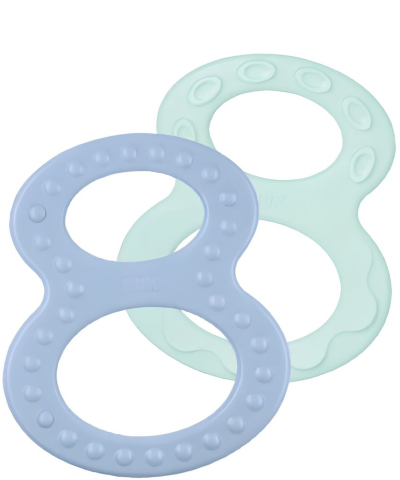 Nuk - Inele Dentitie Albastru/Verde 8 Nuk, Set 2 bucati