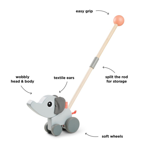 Jucarie Push Along Done by Deer din lemn Elphee Grey [2]