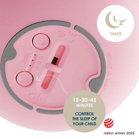 Lampa de veghe Nosiboo Zigg antrenor de somn pentru copii cu lumina rosie si temporizator Pink [2]