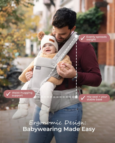 Marsupiu Momcozy cu sezut Mesh respirabil Grey [5]
