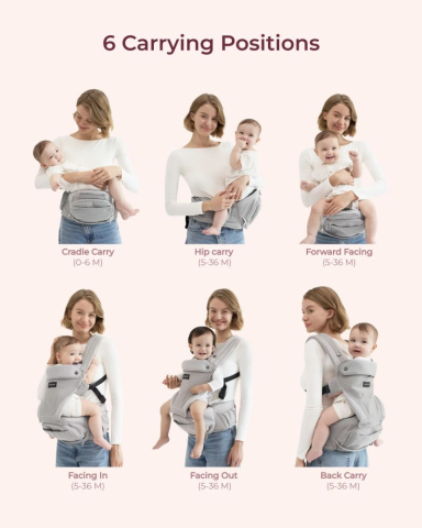 Marsupiu Momcozy cu sezut Mesh respirabil Grey [7]