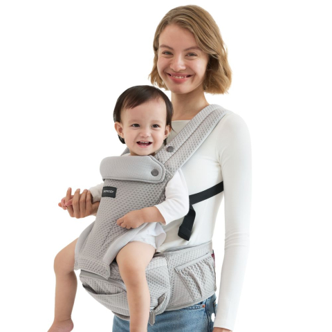 Marsupiu Momcozy cu sezut Mesh respirabil Grey [2]