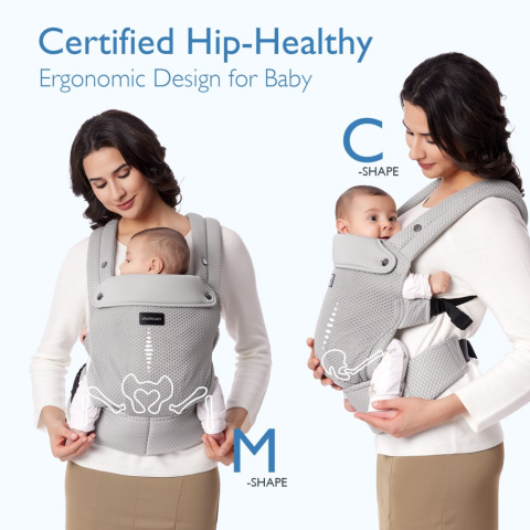 Marsupiu nou nascut Momcozy Air Mesh Grey [6]