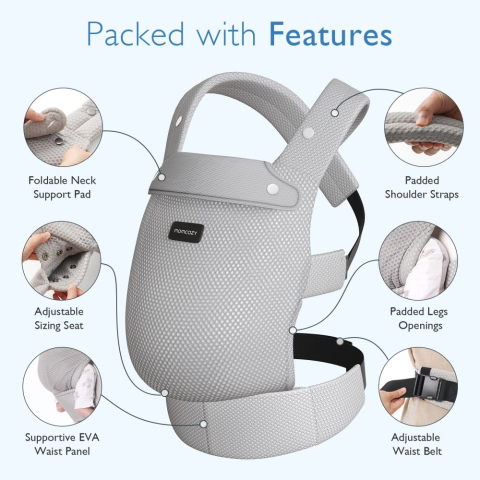 Marsupiu nou nascut Momcozy Air Mesh Grey [5]
