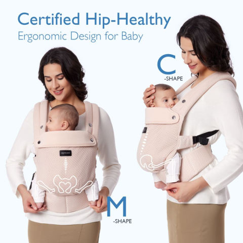 Marsupiu nou nascut Momcozy Air Mesh Pink [6]