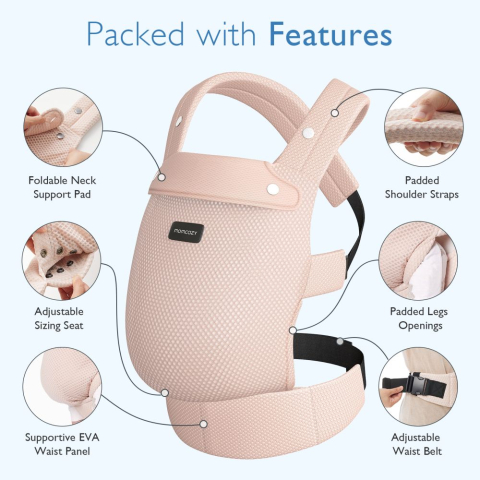 Marsupiu nou nascut Momcozy Air Mesh Pink [5]