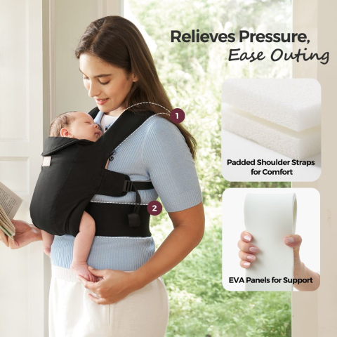 Marsupiu nou nascut Momcozy WeeSnug bumbac Black [7]