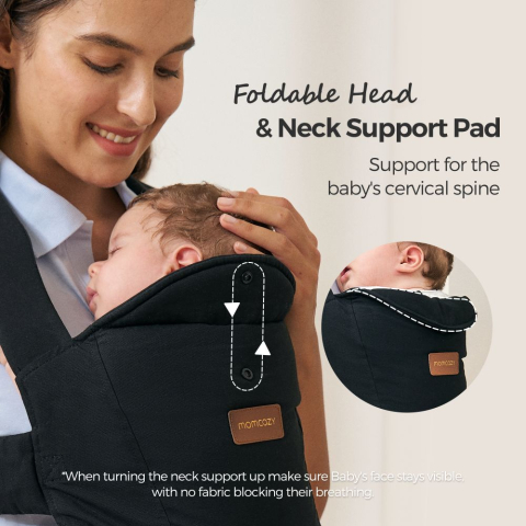 Marsupiu nou nascut Momcozy WeeSnug bumbac Black [5]