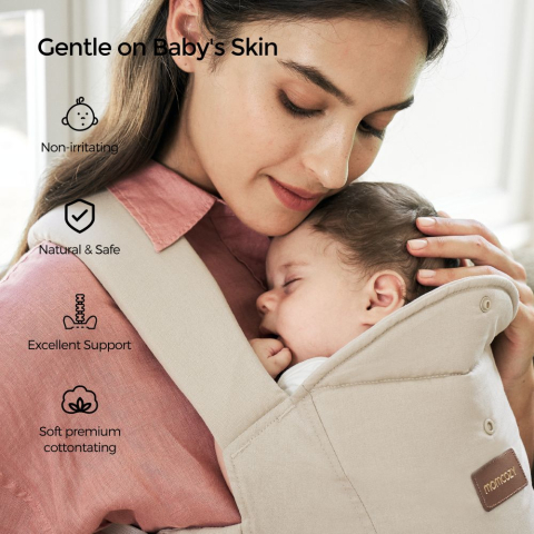 Marsupiu nou nascut Momcozy WeeSnug bumbac Khaki [4]