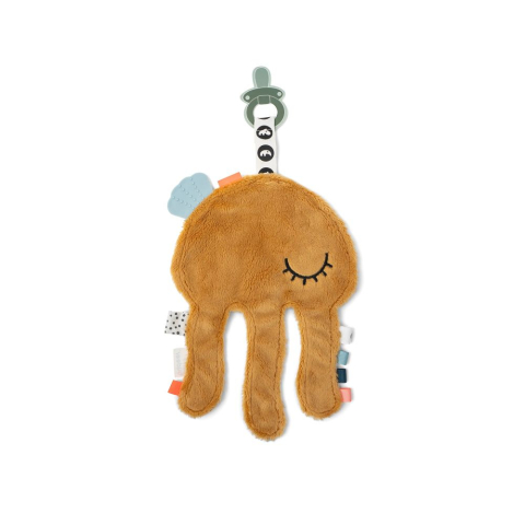 Done by Deer - Paturica de atasat suzeta Done by Deer Cozy Friend Jelly Mustard