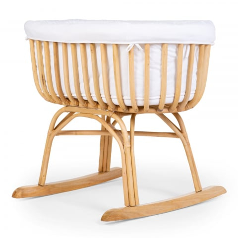 Childhome - Patut balansoar Childhome din ratan cu saltea  si husa jerse 90x70x71 cm