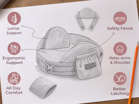 Perna Alaptare Momcozy CozyPro cu suport ergonomic lombar Grey [2]