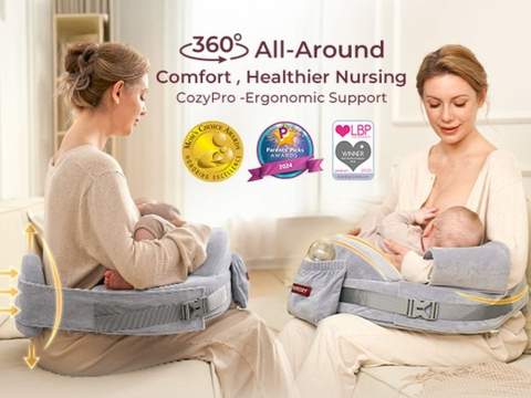 Perna Alaptare Momcozy CozyPro cu suport ergonomic lombar Grey [3]